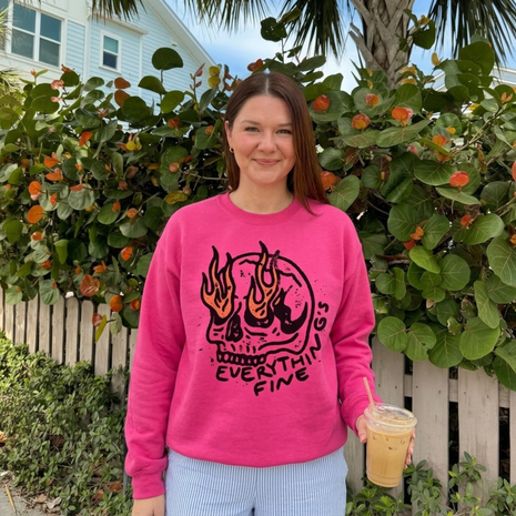 Everything Is Fine Skull Graphic Sweatshirt