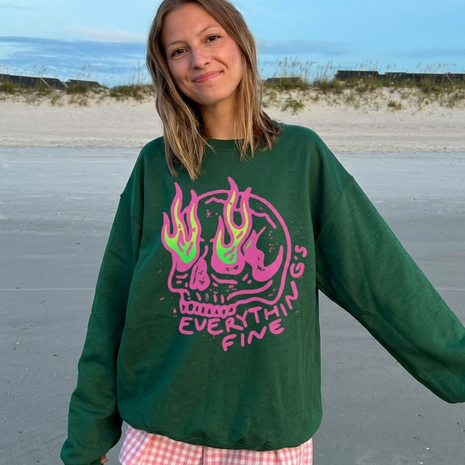 Everything Is Fine Skull Graphic Sweatshirt