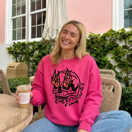 Everything Is Fine Skull Graphic Sweatshirt