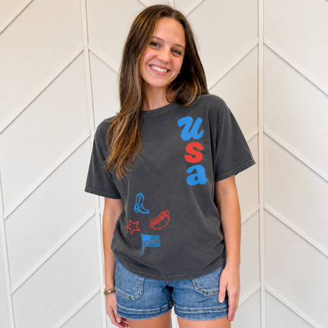 USA Doodles Graphic T-Shirt