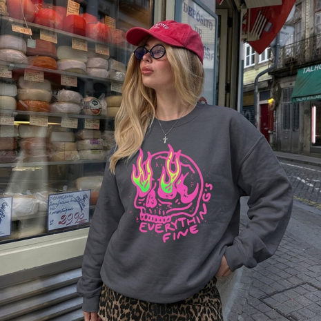 Everything Is Fine Skull Graphic Sweatshirt
