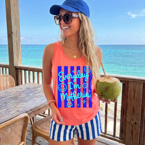 Striped Everyday I'm Motherin' Tank Top