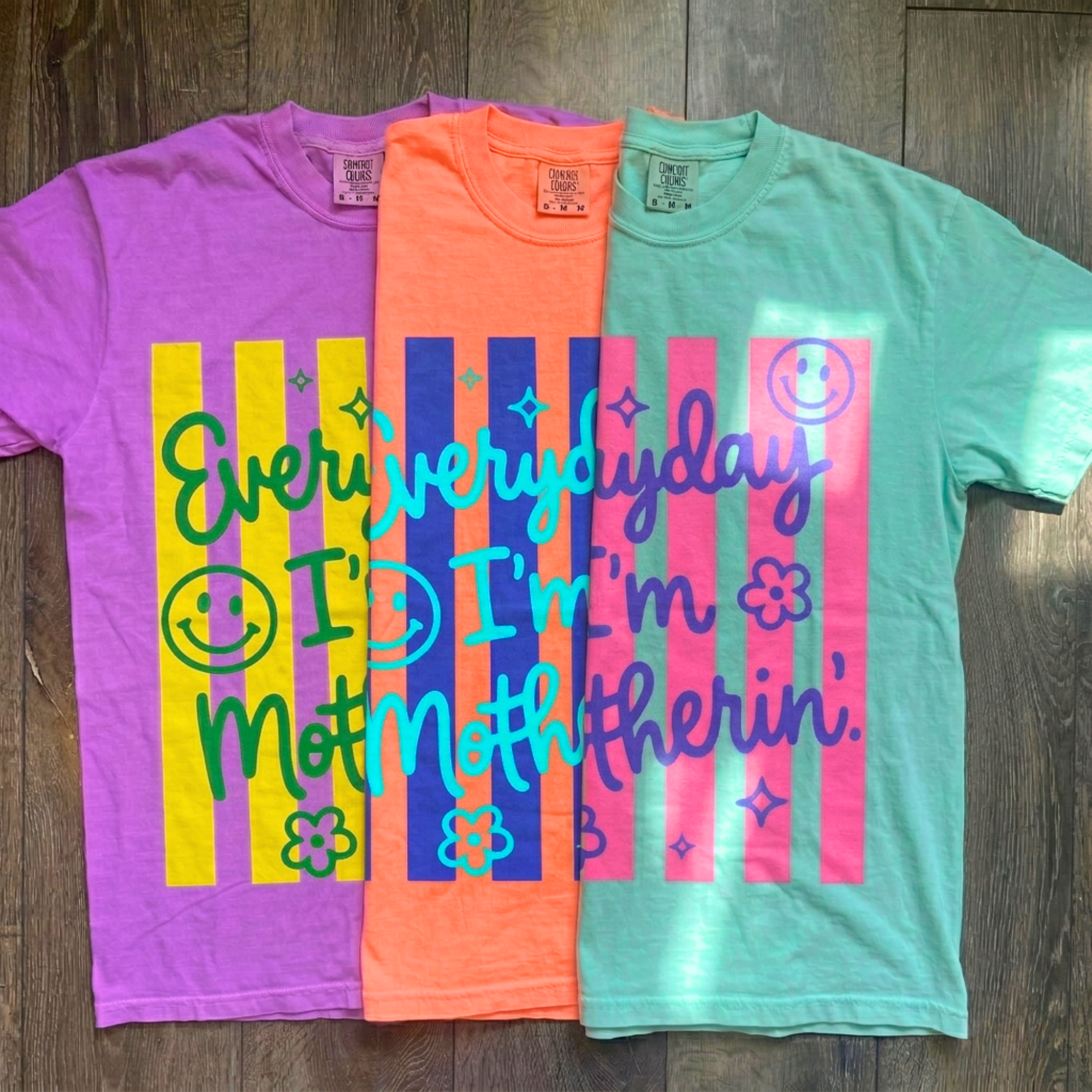 Striped Neon Coquette Everyday I'm Motherin' T-shirt