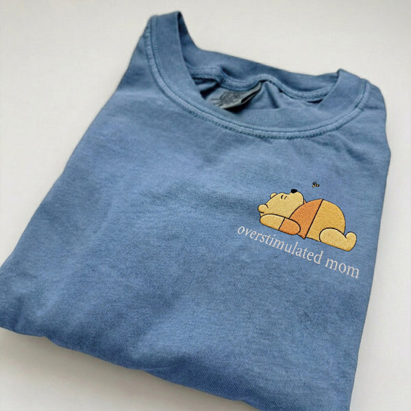 Embroidered Overstimulated Bear Mom T-shirt