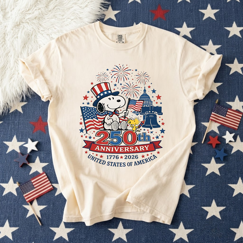 America 250th Anniversary Patriotic Dog T-shirt