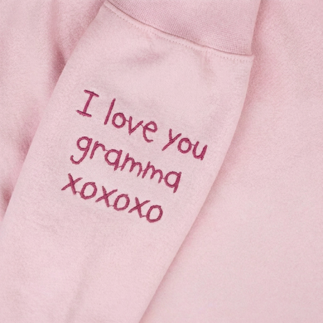 Personalized Handwriting Embroidered Sleeve Sweatshirt