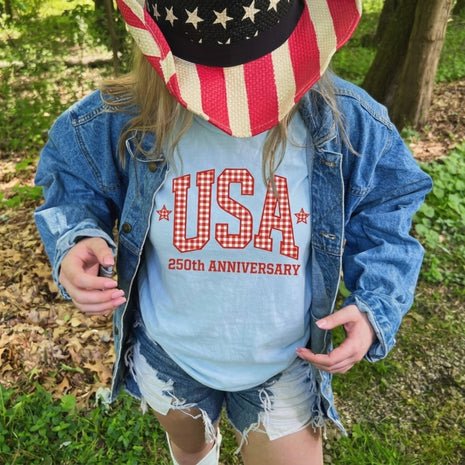 USA 250th Anniversary Gingham T-shirt