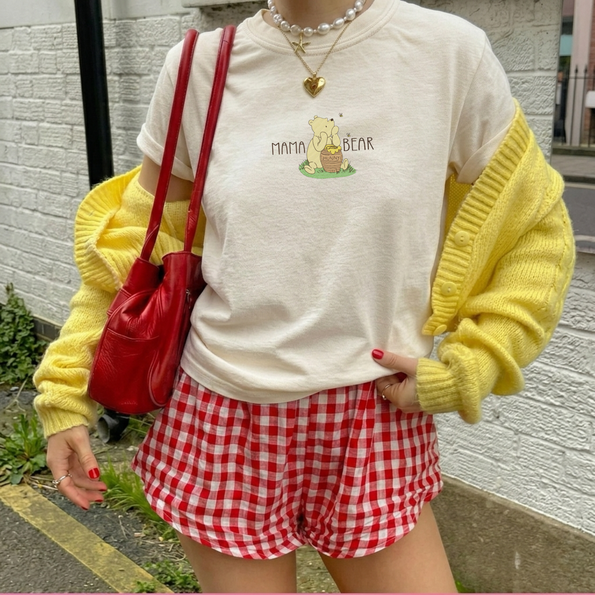 Embroidered Bear Honey Mama T-shirt