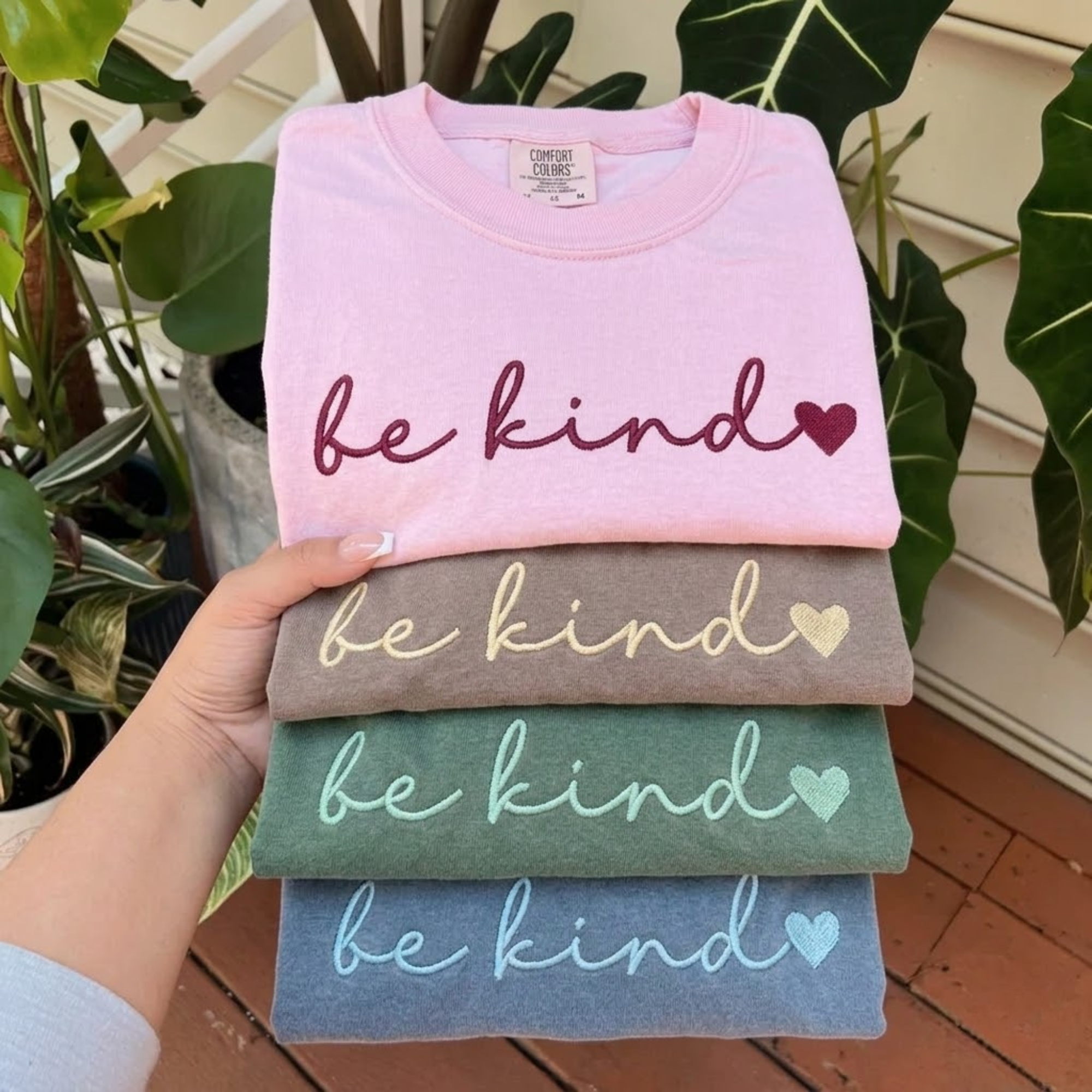 Embroidered Be Kind Comfort Colors T-shirt