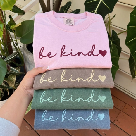 Embroidered Be Kind Comfort Colors T-shirt