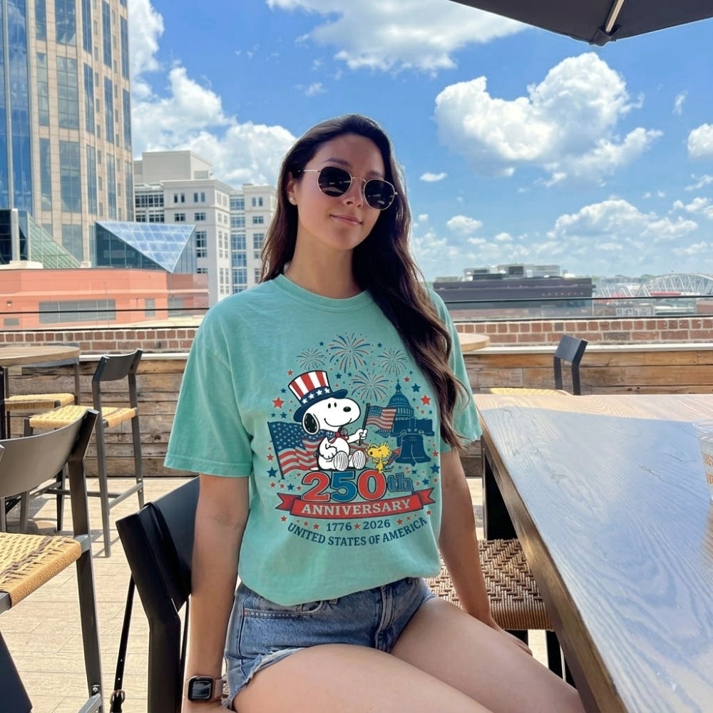 America 250th Anniversary Patriotic Dog T-shirt