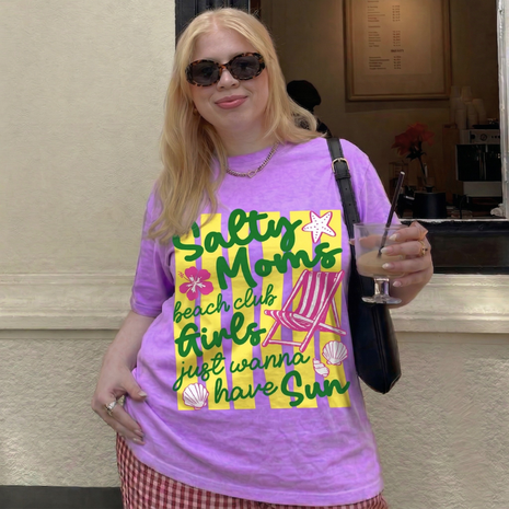 Coquette Neon Salty Moms Beach Club T-shirt