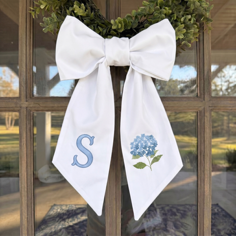 Personalized Wreath Sash Custom Name Door Bow