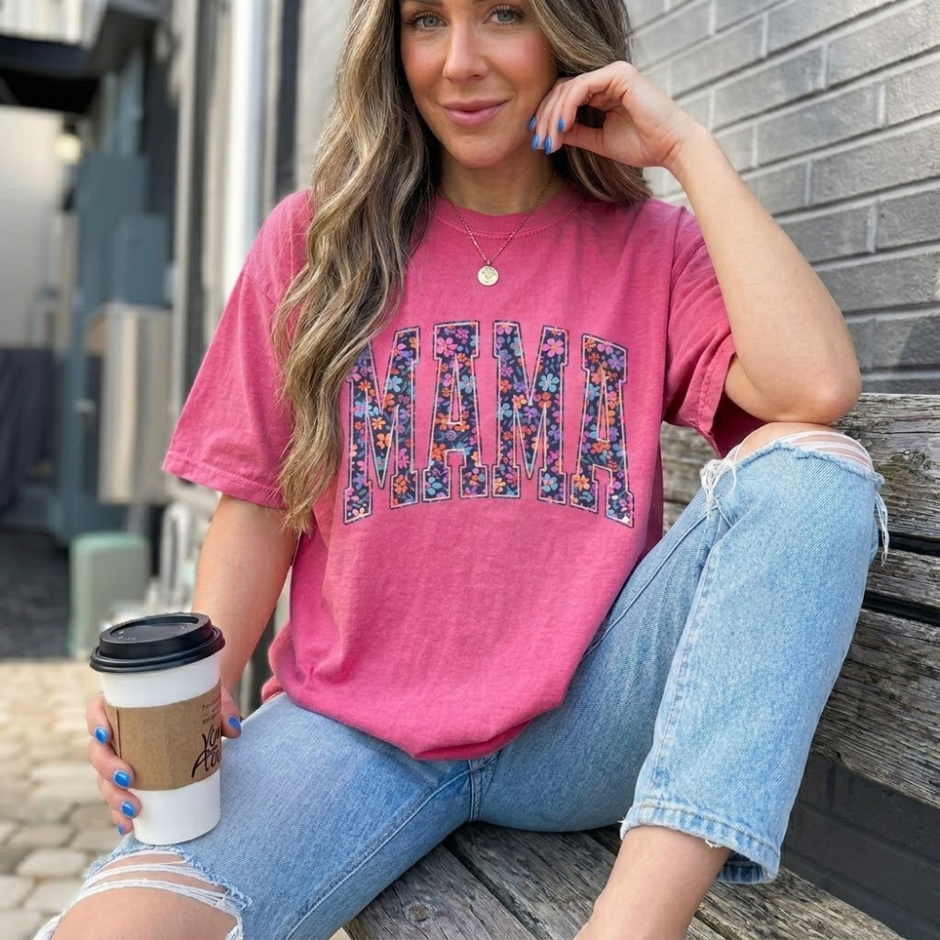 Boho Mama Flower Graphic T-shirt
