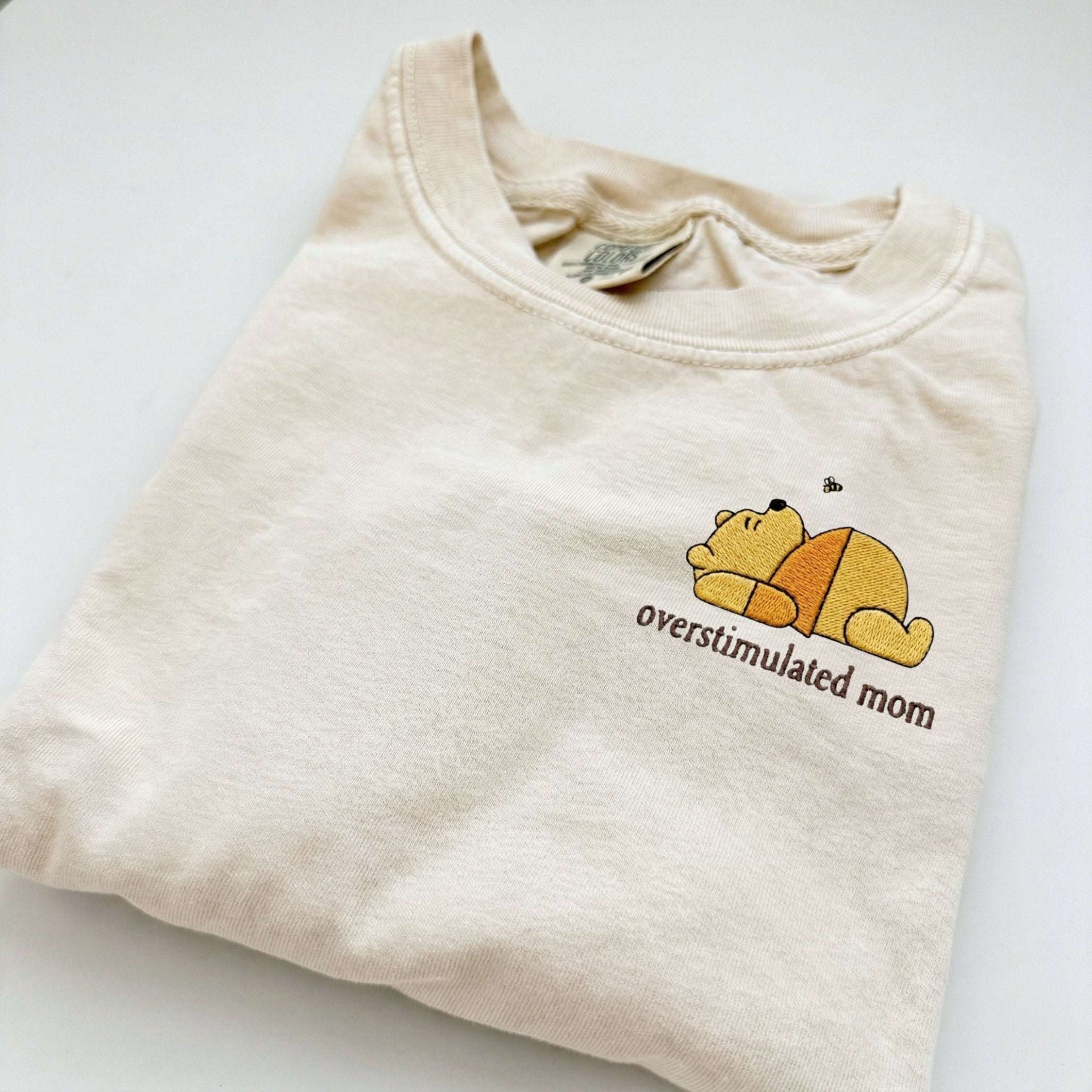 Embroidered Overstimulated Bear Mom T-shirt