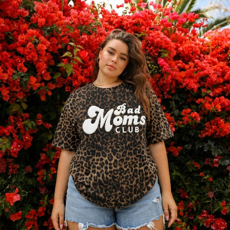 PUFF Bad Mom Club Leopard T-shirt