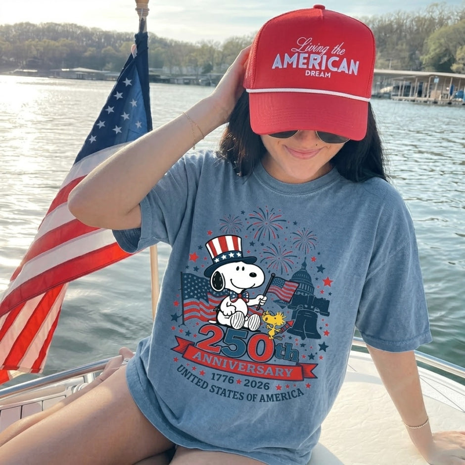 America 250th Anniversary Patriotic Dog T-shirt