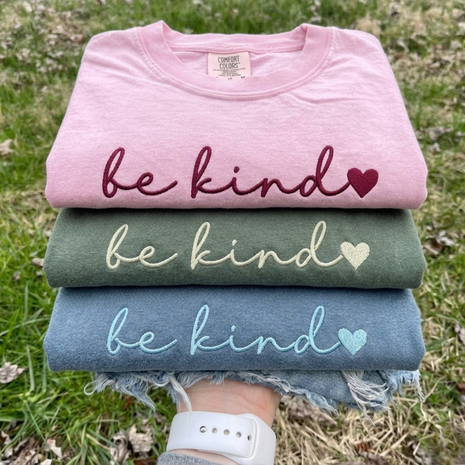 Embroidered Be Kind Comfort Colors T-shirt
