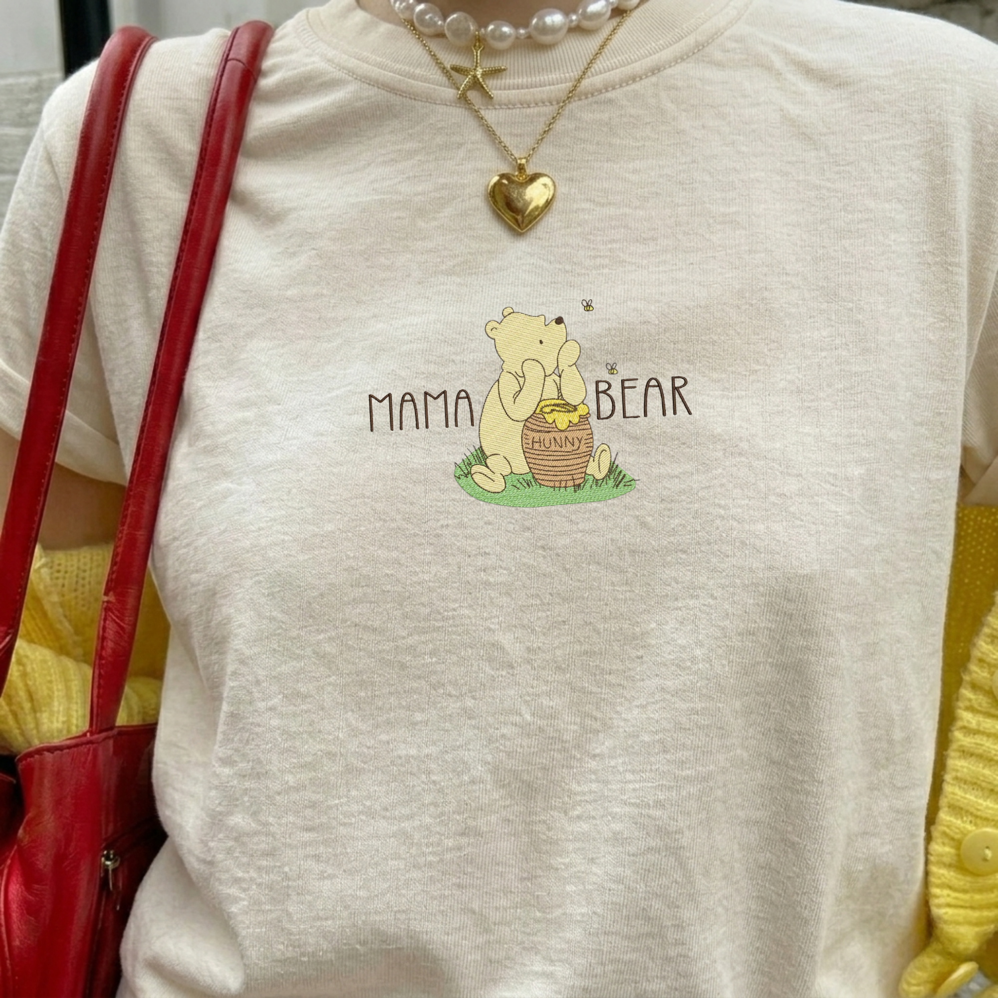 Embroidered Bear Honey Mama T-shirt