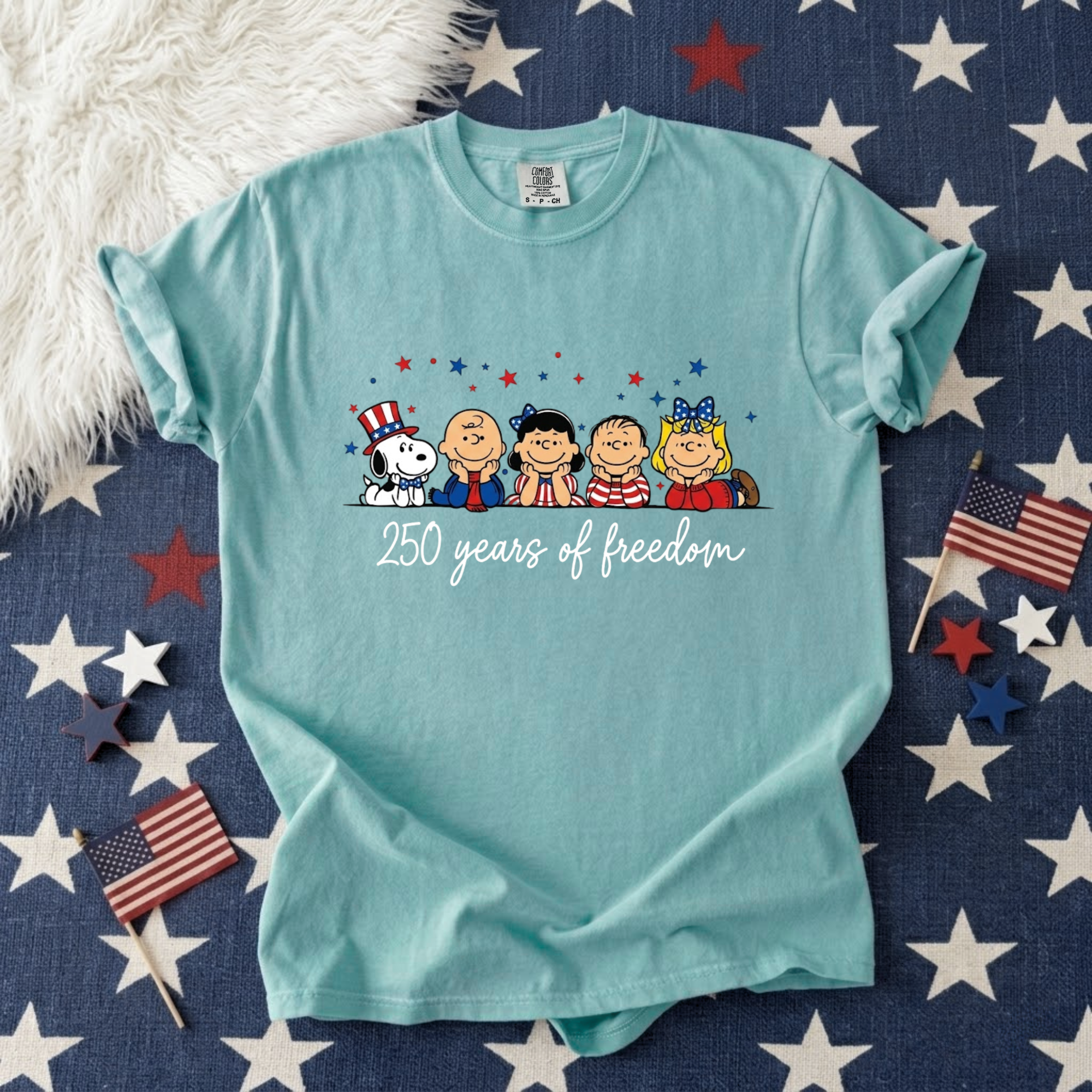 Puppy Patriotic Cartoon 250 Years T-shirt