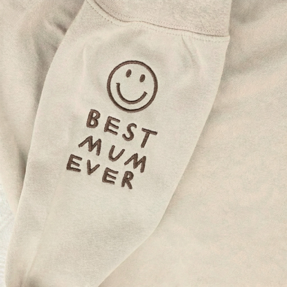 Personalized Handwriting Embroidered Sleeve Sweatshirt