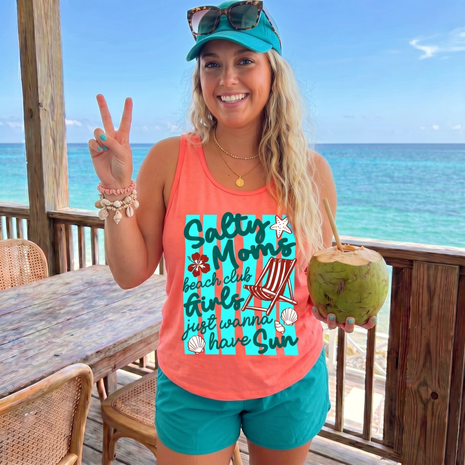 Coquette Salty Moms Beach Club Tank Top