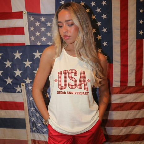 USA 250th Anniversary Gingham Tank Top