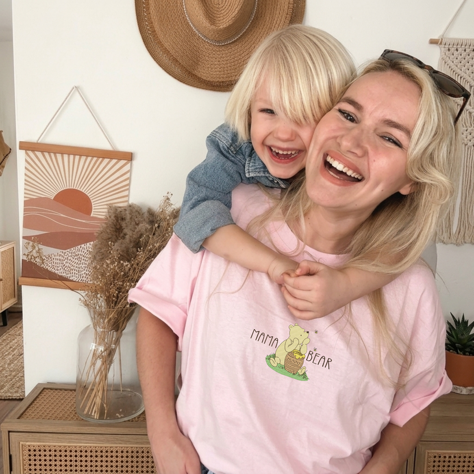 Embroidered Bear Honey Mama T-shirt
