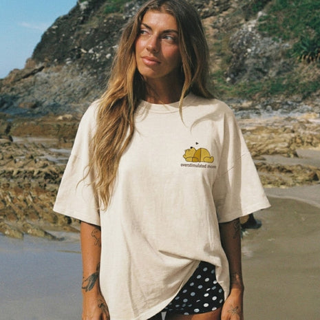 Embroidered Overstimulated Bear Mom T-shirt