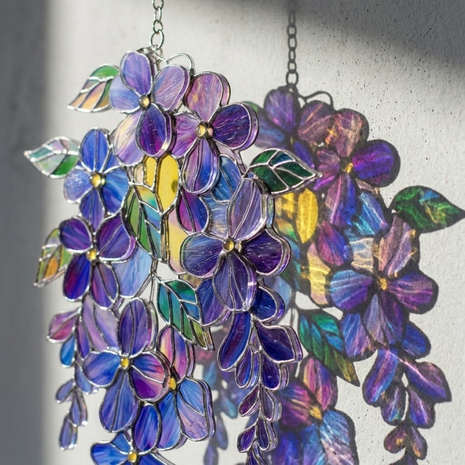 Purple Wisteria Acrylic Suncatcher Window Decor