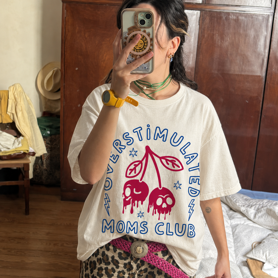 Overstimulated Moms Club Cherry T-Shirt