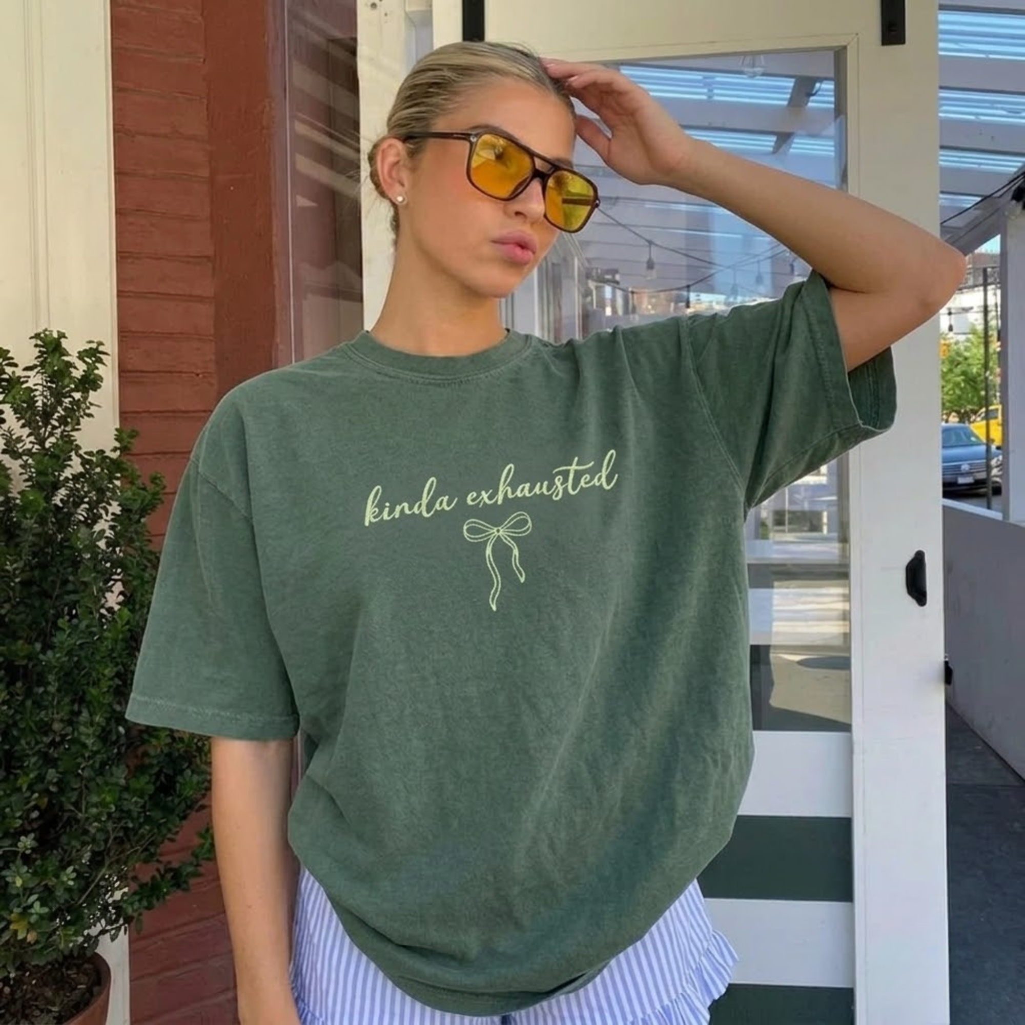 Embroidered Kinda Exhausted T-shirt