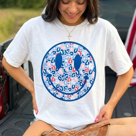 Cheetah Smiley Sparkler Graphic T-shirt