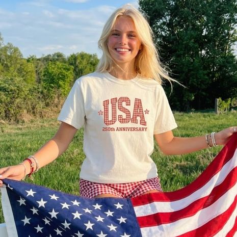 USA 250th Anniversary Gingham T-shirt