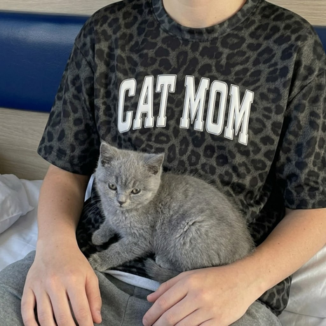 PUFF Cat Mom Leopard T-shirt