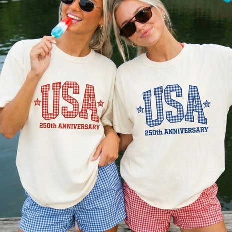 USA 250th Anniversary Gingham T-shirt