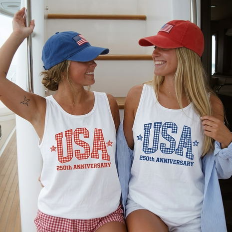 USA 250th Anniversary Gingham Tank Top