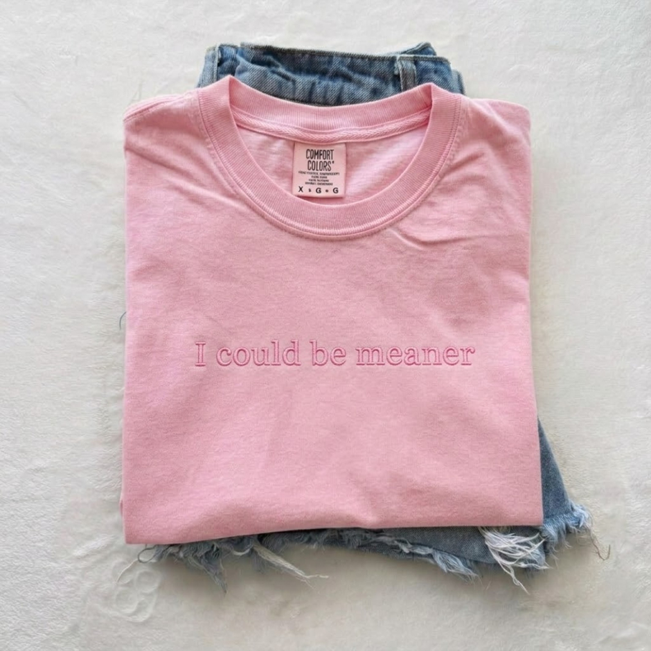 Embroidered I Could Be Meaner T-shirt