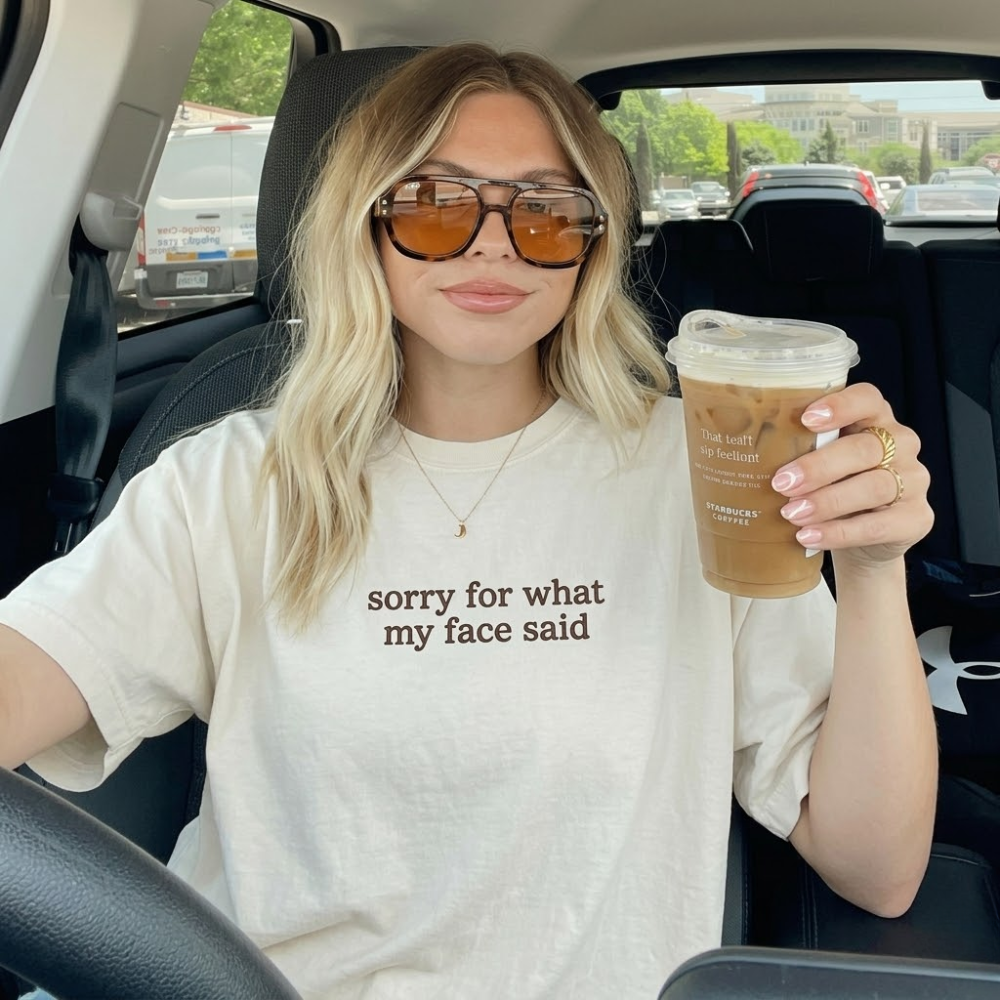 Embroidered Sorry for What My Face Said T-shirt