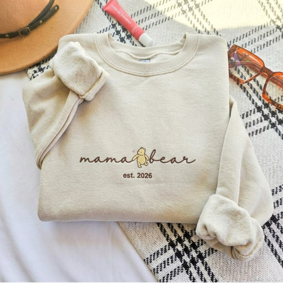 Embroidered Personalized Mama Bear Est Year Sweatshirt