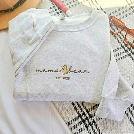 Embroidered Personalized Mama Bear Est Year Sweatshirt