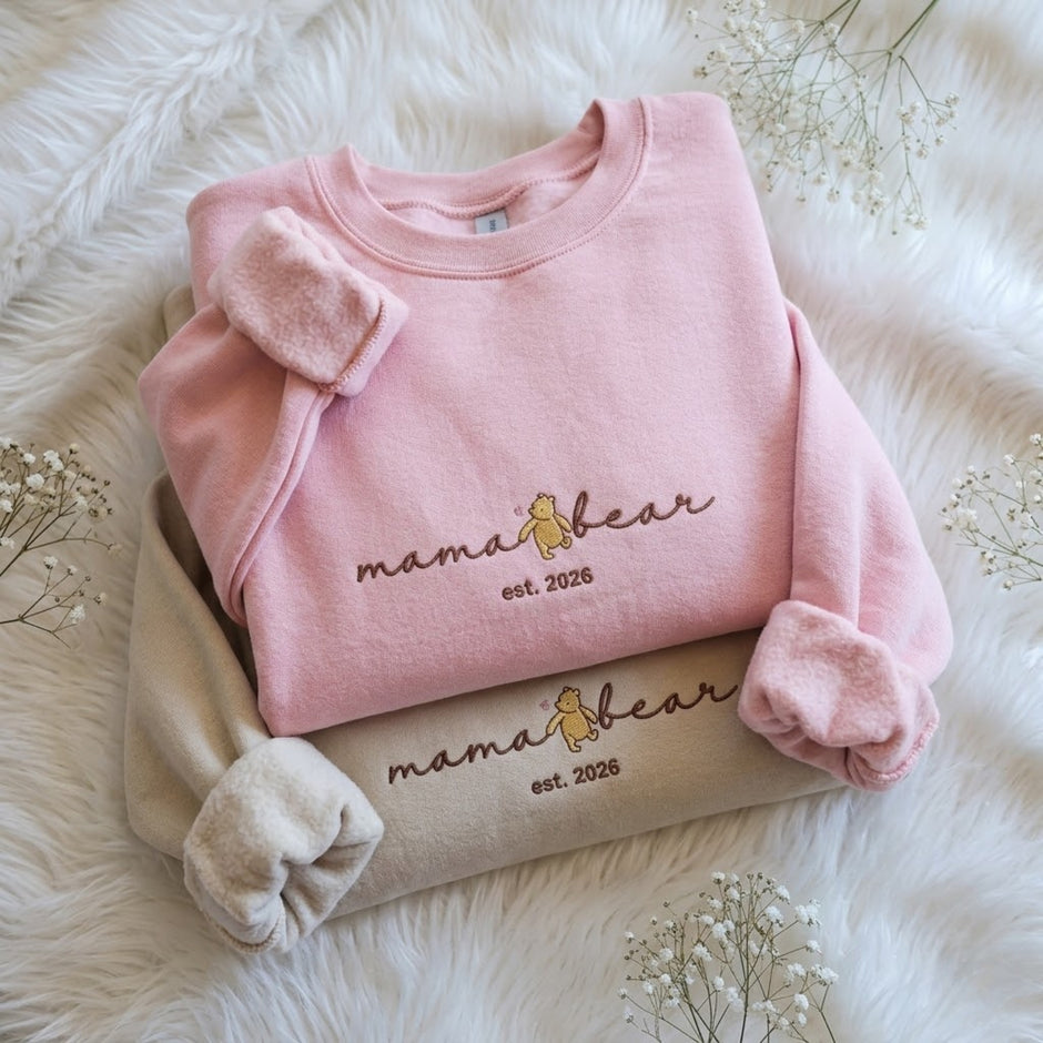 Embroidered Personalized Mama Bear Est Year Sweatshirt