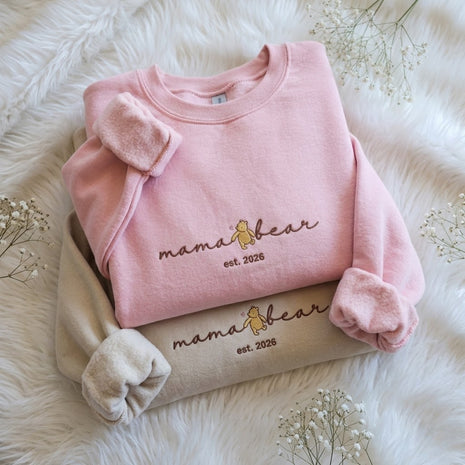 Embroidered Personalized Mama Bear Est Year Sweatshirt