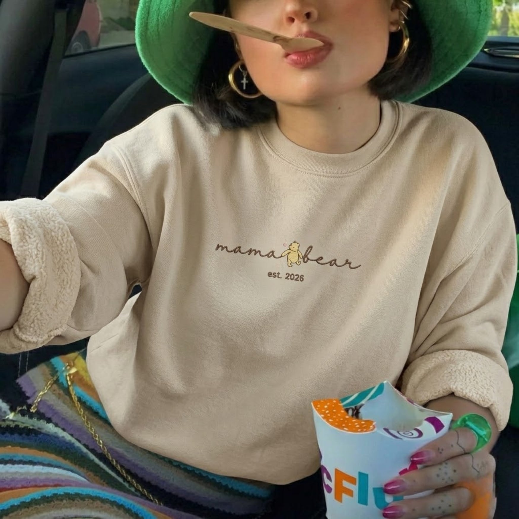 Embroidered Personalized Mama Bear Est Year Sweatshirt