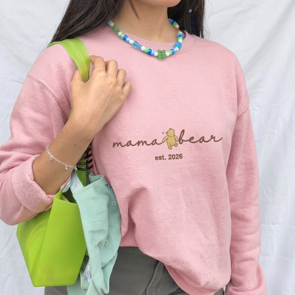 Embroidered Personalized Mama Bear Est Year Sweatshirt