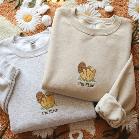 Embroidered I'm Fine Mama Bear Sweatshirt