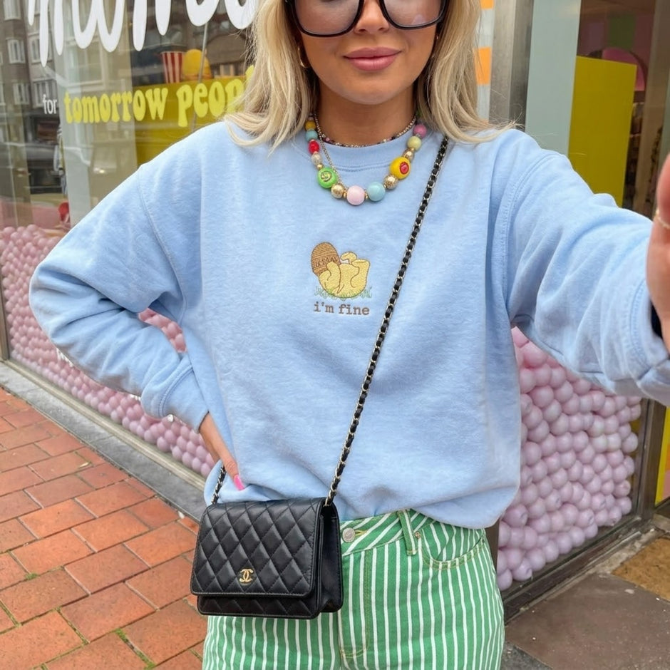 Embroidered I'm Fine Mama Bear Sweatshirt
