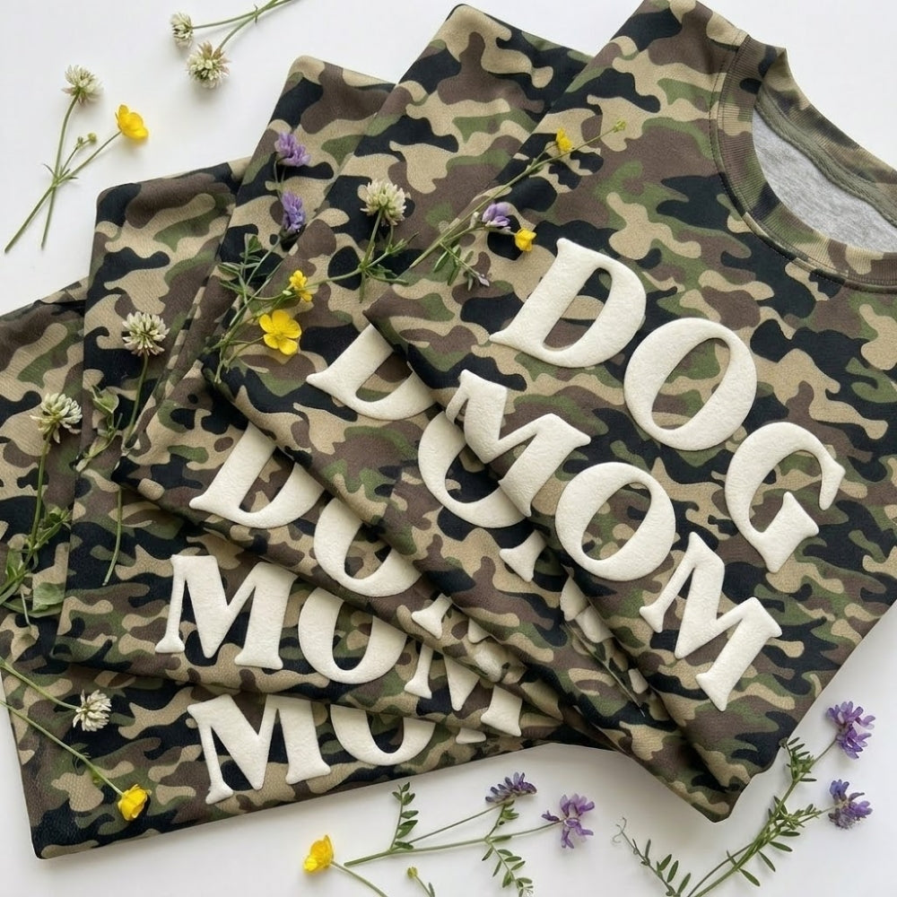 PUFF 'Dog Mom' Camo T-shirt