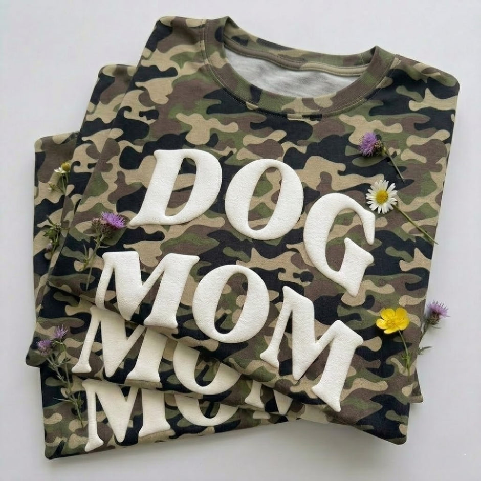 PUFF 'Dog Mom' Camo T-shirt