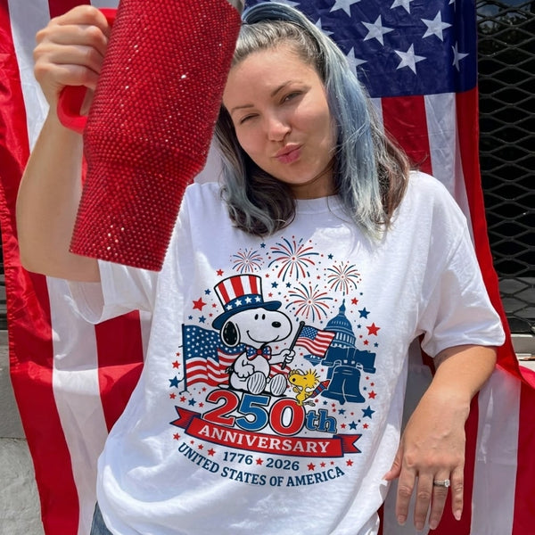 America 250th Anniversary Patriotic Dog T-shirt